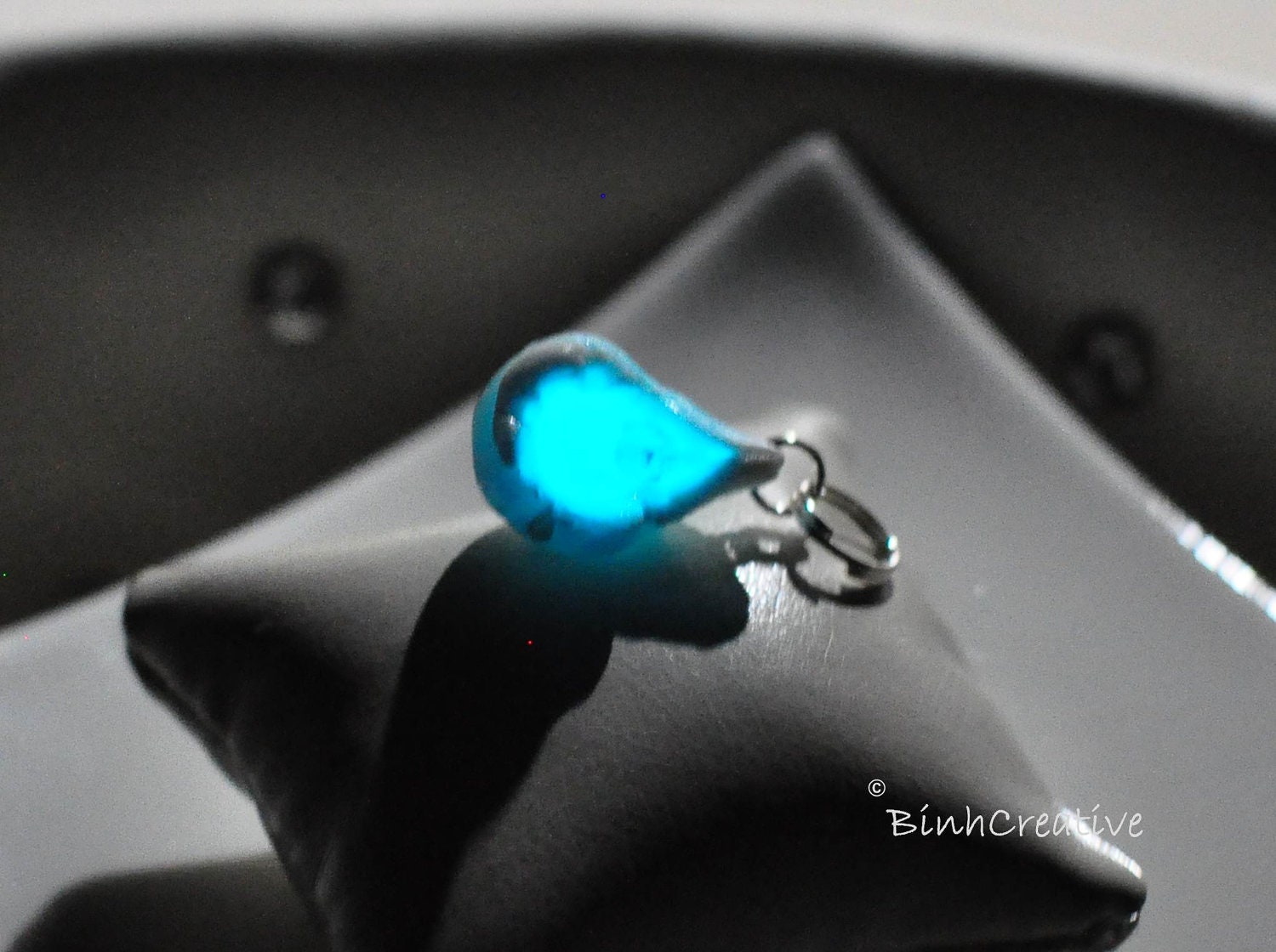Glow in the dark handmade unabtainium rock pendant -  ice crystal blue - magic charm - cell phone charm