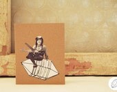 El Piloto. Original Art Kraft Paper Blank Greeting Card w Geometric Crystalline Structure & Vintage Retro National Geographic Photograph