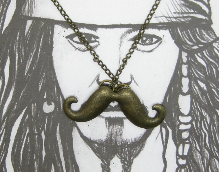 Sweater chain necklace pendant jewelry in Europe and America Pirates of the upturned mustache retro bronze bronze witty and delicate A53