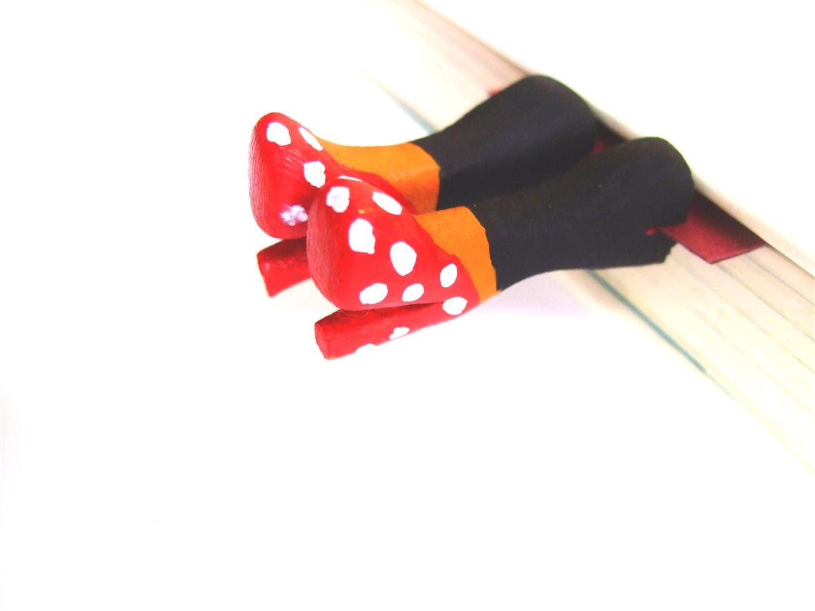Red & White polka dot shoes bookmark. Red polka dot heels. Black legging bookmark. Holiday gifts. Gift for her. Braidesmaids gift