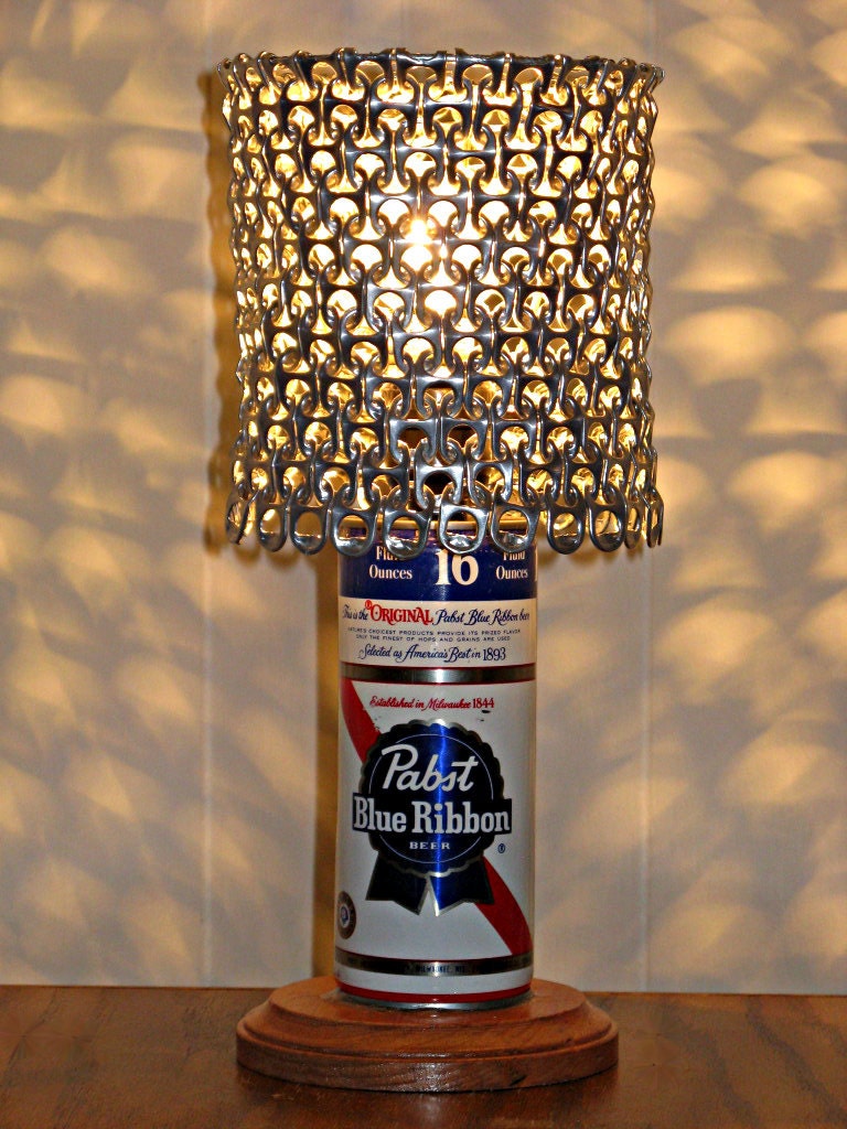 Vintage PBR Pabst Blue Ribbon Beer Can Lamp With by LicenseToCraft