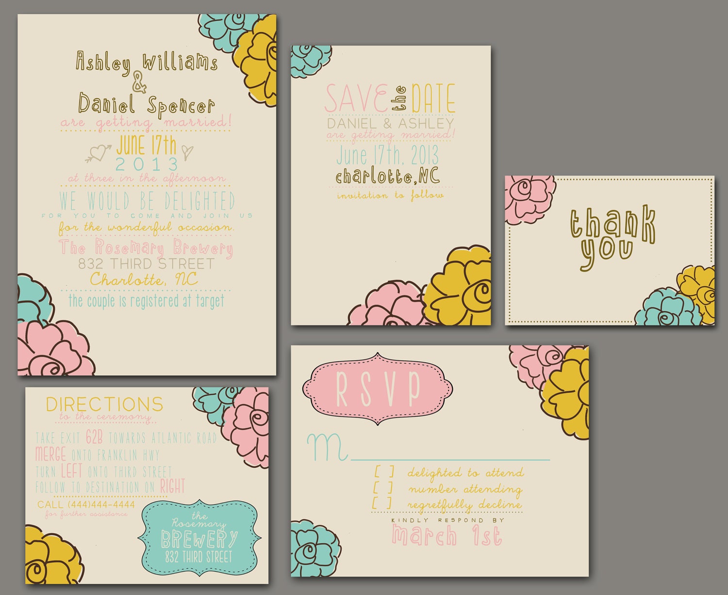 Wedding Invitation Set - Printable, Custom, DIY - RUSTIC STYLE