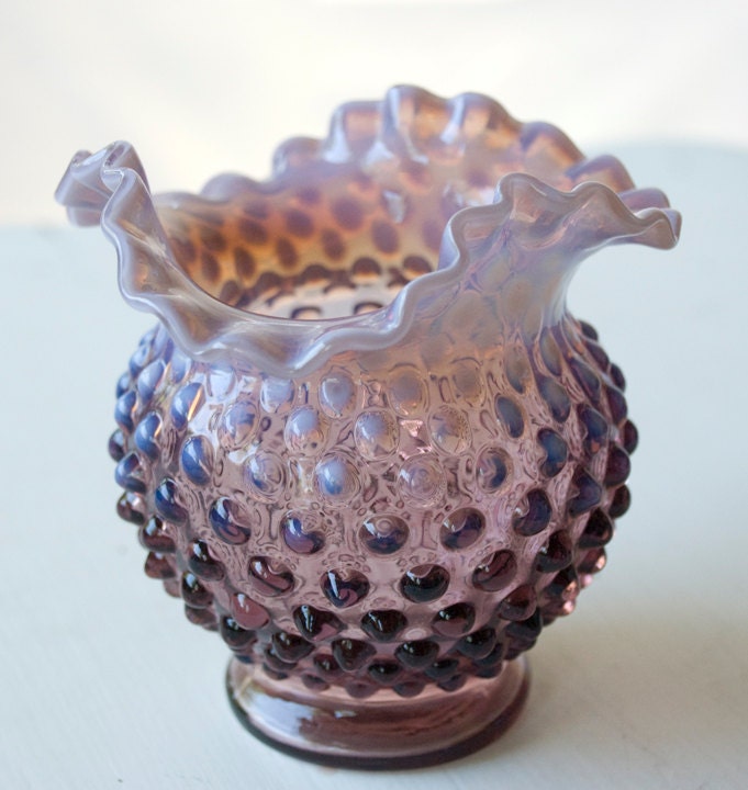 Round Amethyst Purple Hobnail Glass Vase Fenton by JosCollectibles