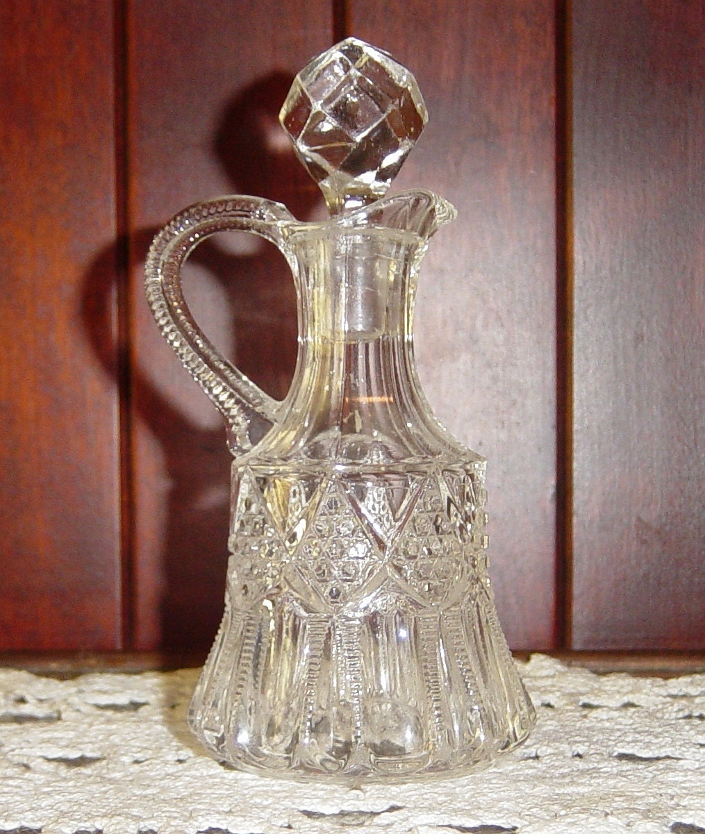 Items similar to EAPG Cruet with Stopper Zipper Pattern Crystal Clear