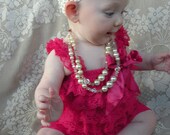 Petti Lace Romper Hot Pink for baby / infant girl Small/ medium/ Vintage shabby chic look / one piece jumper/ romper newborn-4t