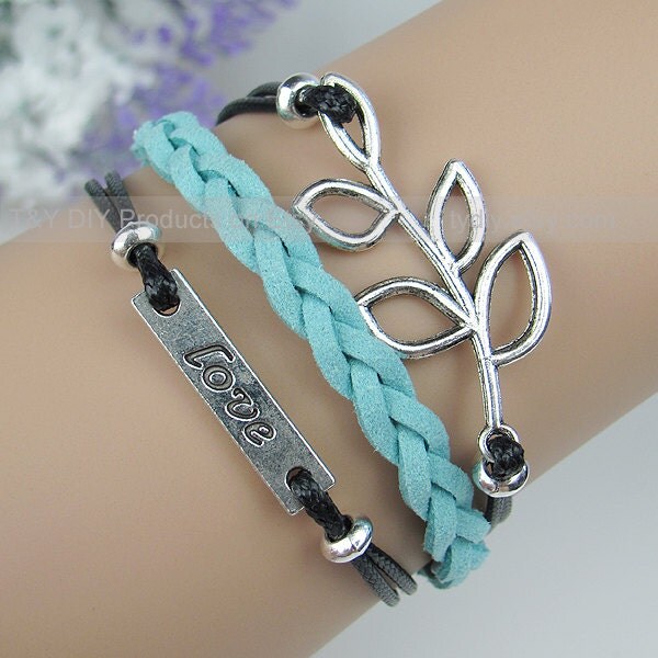 Love Bracelet Olive Branch Peace Bracelet Charm Bracelet by TYdiy