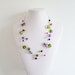 Lime Green and Purple 3 Strand Multi Layer Necklace