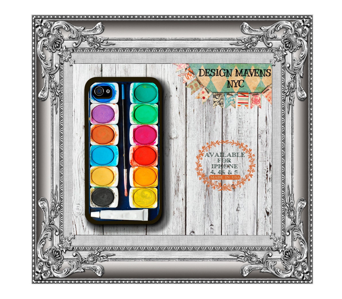 Watercolor Paint Set iPhone Case, Hard Plastic iPhone Case, Fits iPhone 4, iPhone 4s & iPhone 5