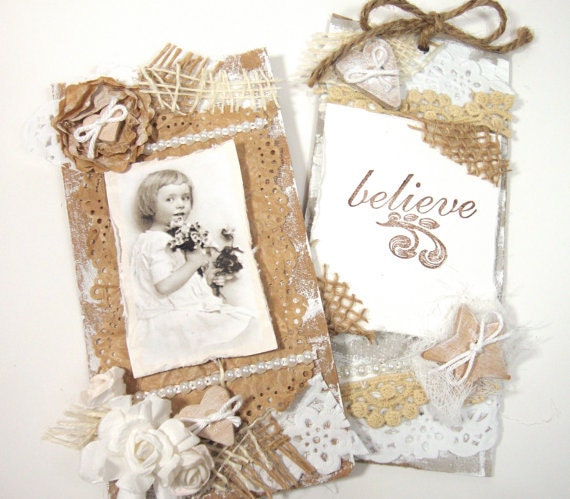 Vintage Shabby Chic Tag & Pocket