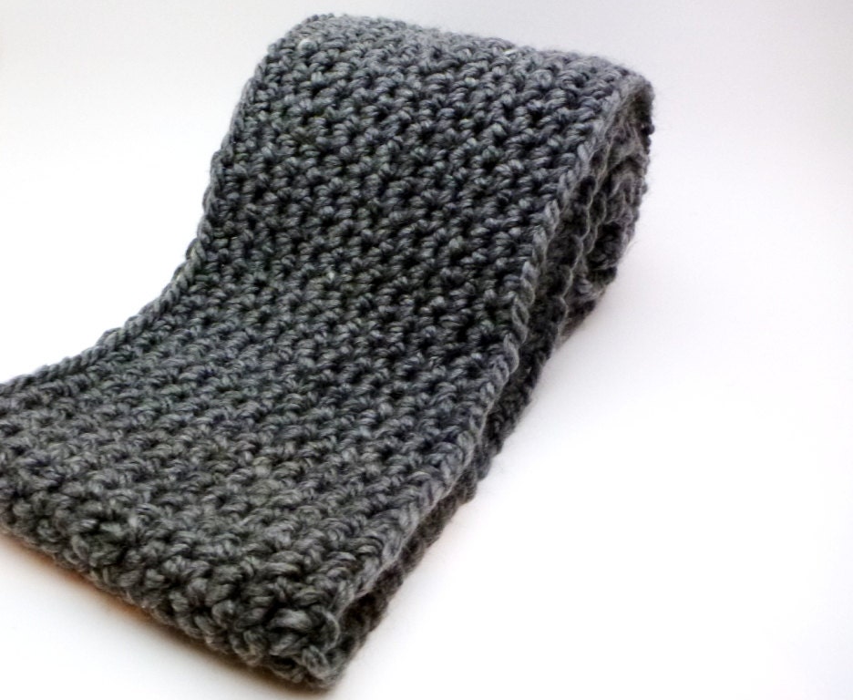 Handmade Crocheted Super Soft Acrylic Chunky Monkey Infinity Scarf - Touch of Grey 1101