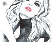 Print from Original Watercolor Fashion Illustration Modern Art Painting tittled I Love You More Than Words Can Say - Black Friday Etsy