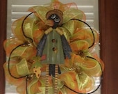 Fall Wreath - Standing Crow Fall Wreath - Orange and green