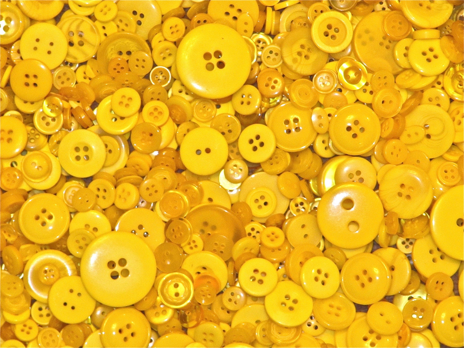 100g Yellow Buttons, Many Shapes, Sizes, Colours, Styles and Designs in Every Pack