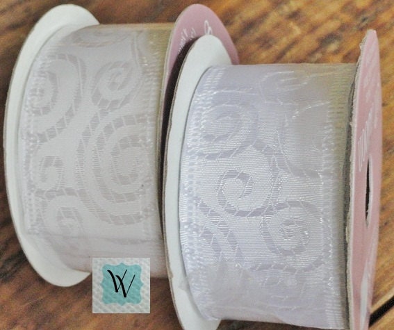 White Ribbon, Craft Suppy Destash,  More Than 5 yds on 2 Rolls