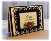 Elegant Handmade Anniversary Card with 3D flowers - Ready to ship