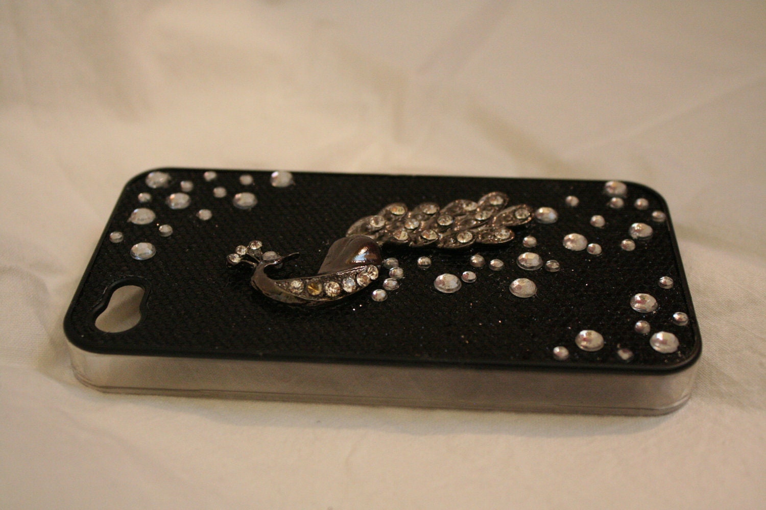 black sparkly peacock case