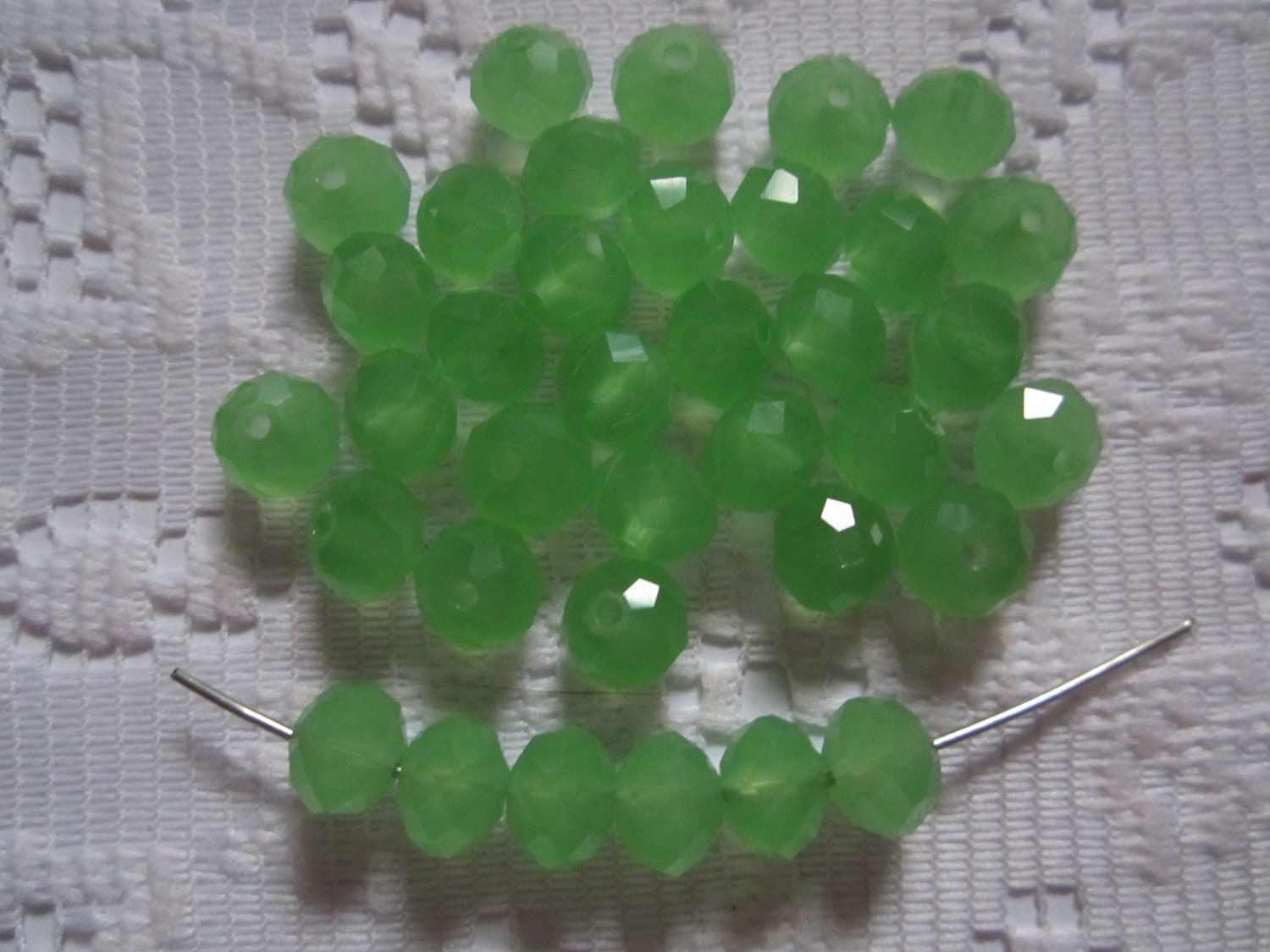36 Light Green Matte Crystal Quartz Faceted by BoomersBeads