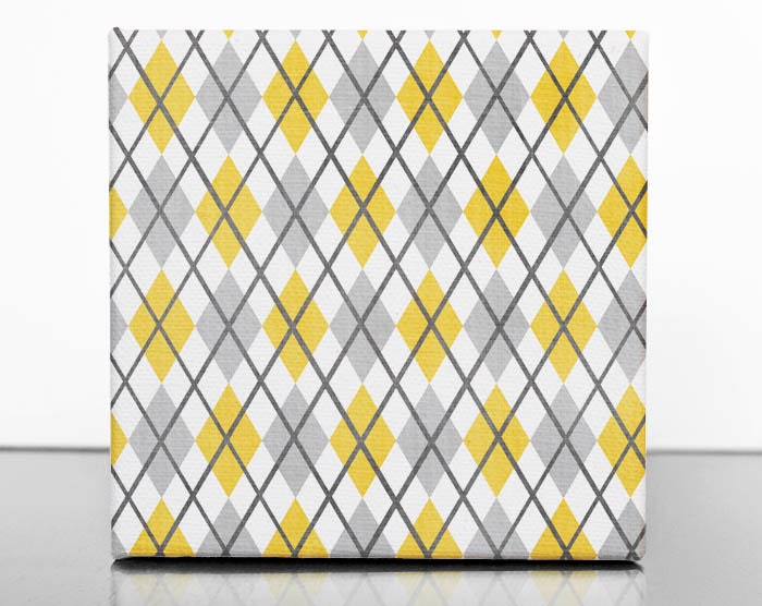 Texture Art Canvas 6x6 - modern geometric pattern wall art canvas print yellow black gray argyle