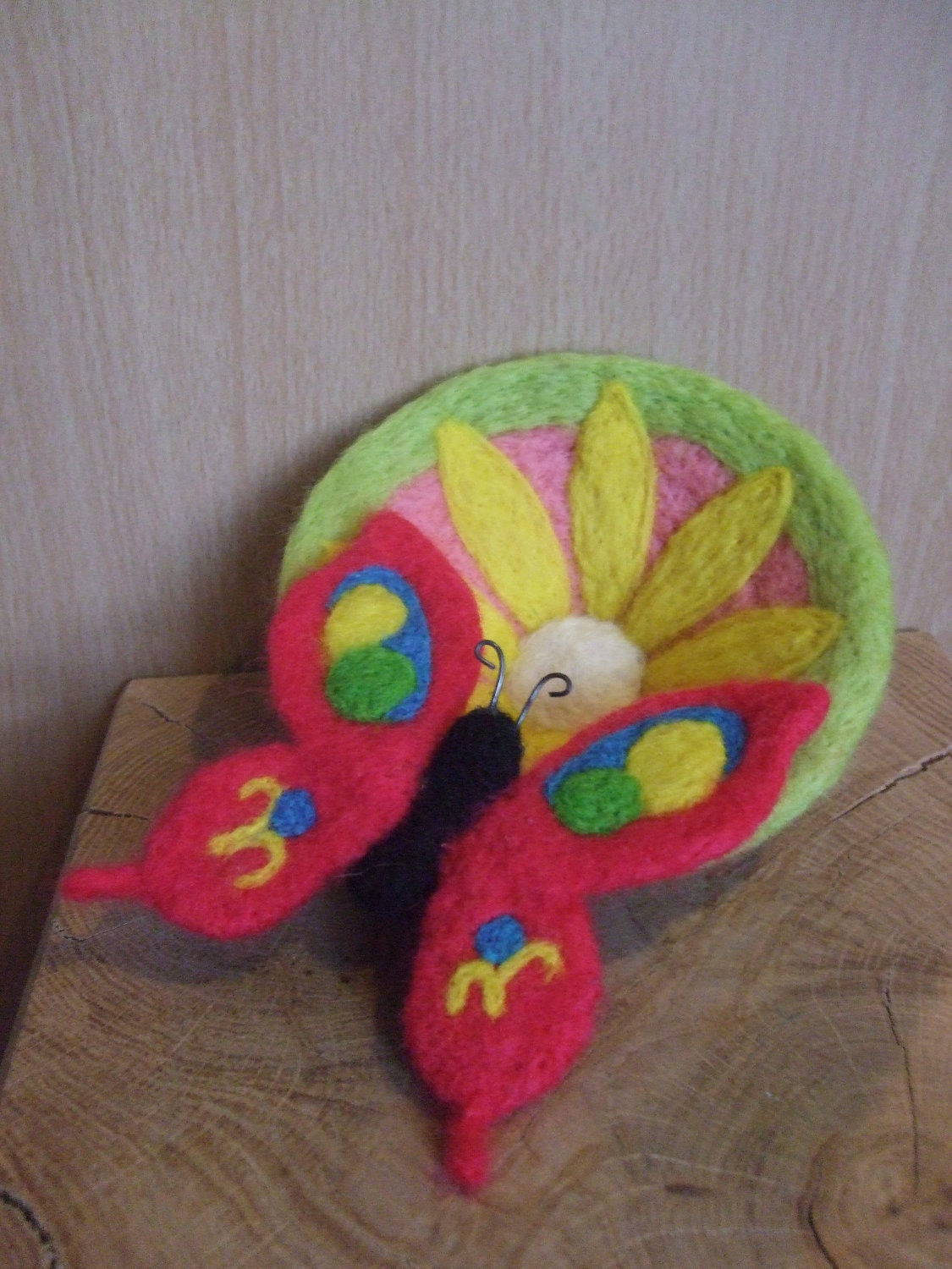 Handmade Needle Felted Butterfly Bowl