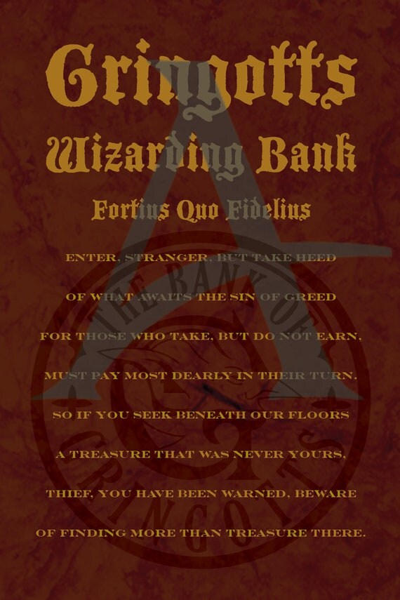 Gringott's Wizarding Bank Entry Poster by AccioDesigns on Etsy