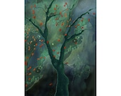 Dream Tree 4 signed fine art print 9x12 Nature Woods Green/red