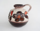 Funky Scheurich flower power vase 484-21 Fat Lava era West German pottery brown red retro vintage midcentury modern