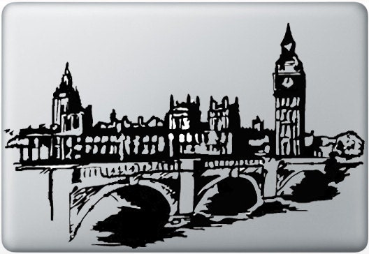 For Macbook Air / Pro Decal Sticker Funny Humor London Old Skyline
