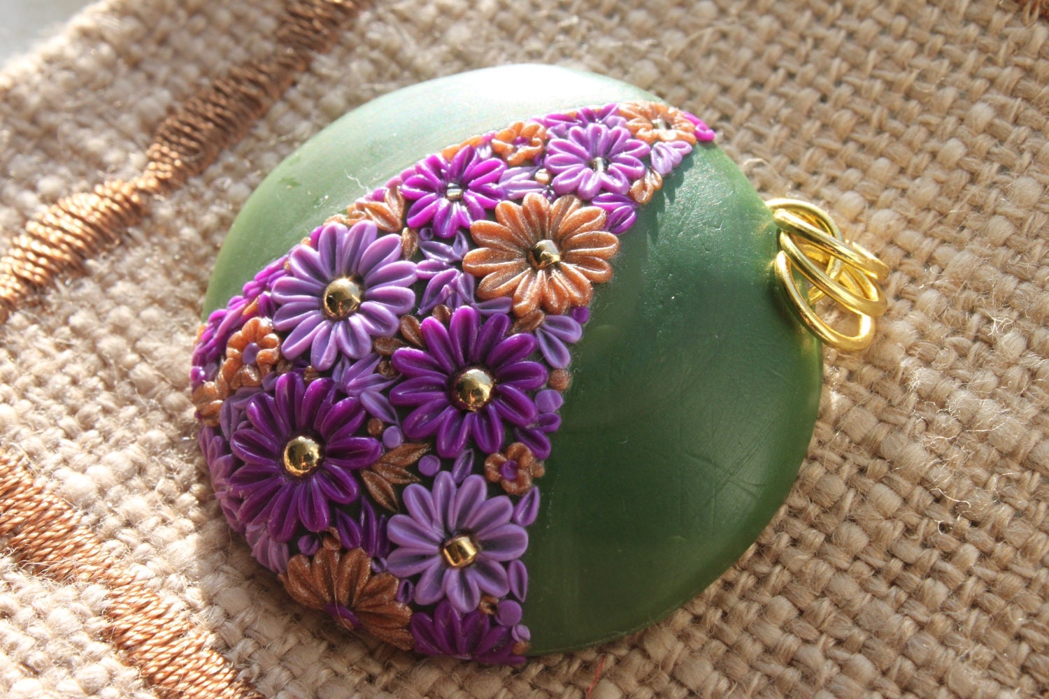 Polymer Clay -Flowers in Moss Green - Cherrychestnuts