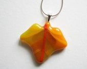 fused glass autumn leaf pendant necklace - orange yellow - ittiillustrations fused glass autumn leaf pendant necklace - orange yellow - ittiillustrations