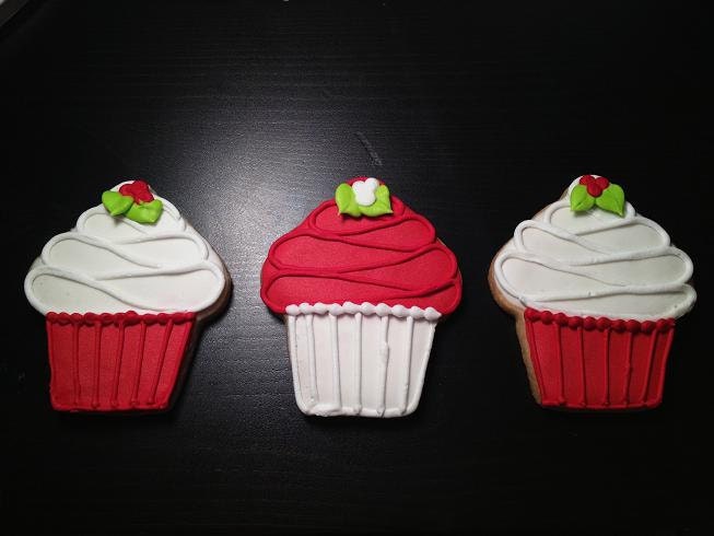 Holiday Cupcake Hand Decorated Sugar Cookies - 1/2 dozen