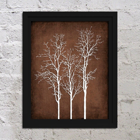 Winter Naked Tree Branch Forest Grunge Background Urban Modern Art Print Poster 8x10 Bedroom Home Decor