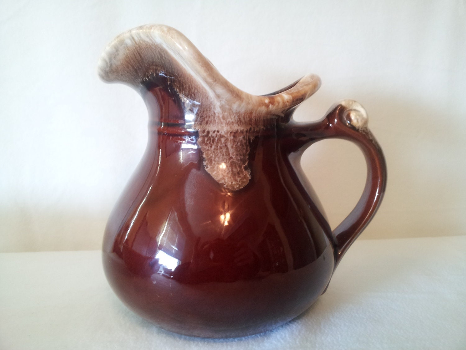 Vintage McCoy USA Brown Pitcher and Basin Brown Drip Number 7515