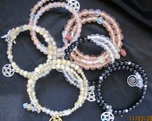 Chakra meditation beads wire wrap bracelet. Pagan Prayer Beads, Meditation Bracelet. Pagan,Wicca,Energy Bracelet.