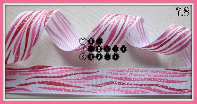 7.8 Glitter Zebra Red, Pink, White Grosgrain Ribbon Il_170x135