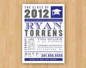 Blue & Gray DIY Printable Graduation Party Invitation