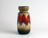 West German Pottery Vase Scheurich. Lora, Flame Pattern. - ArqueologiaDomestica