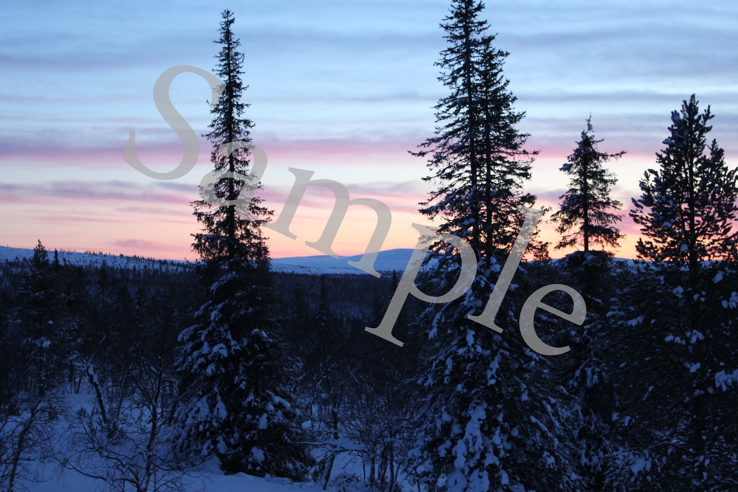 Digital download photo image landscape - Snow winter mountains and trees