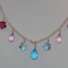 Pink Sapphire Blue Topaz Swarovki Crystal FLower Necklace in Italian Sterling Silver Briolette