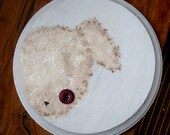 Kids and Baby Handmade, Original Nursery Painting on Wood, Puppy with Button Eye