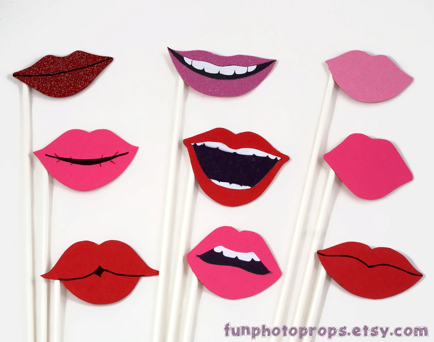 Items Similar To Photo Booth Props 9 Piece Lips Photo Booth Prop Set Photobooth Props On Etsy