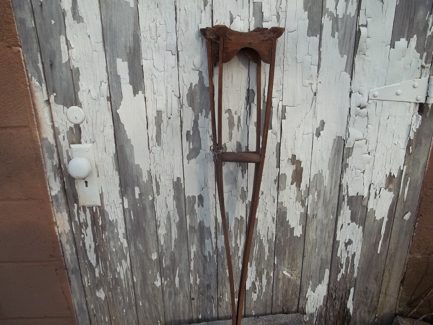 Primitive wooden small child crutches.....Think of Tiny Tim