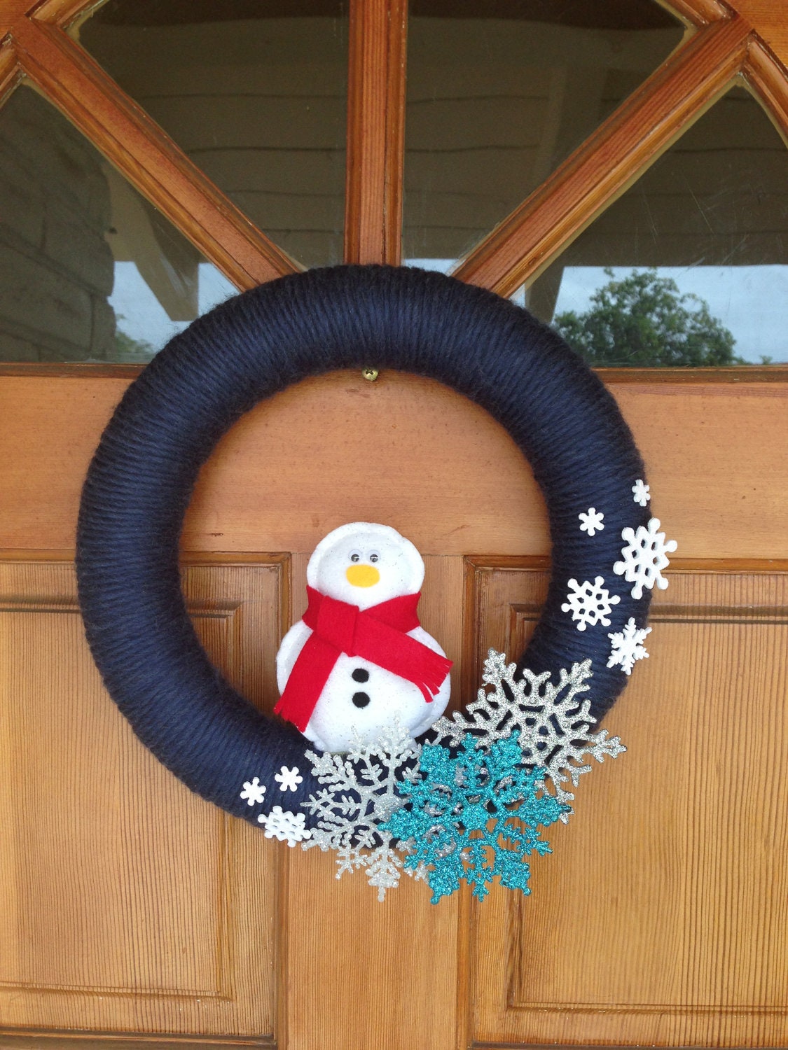 handmade snowman wreath - snojac