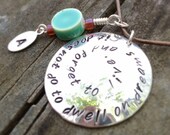 Harry Potter Quote Silver Filled Pendant and Custom Sterling Silver ID Tag, Metallic Leather Cord, Hand Stamped Literary Jewelry Necklace