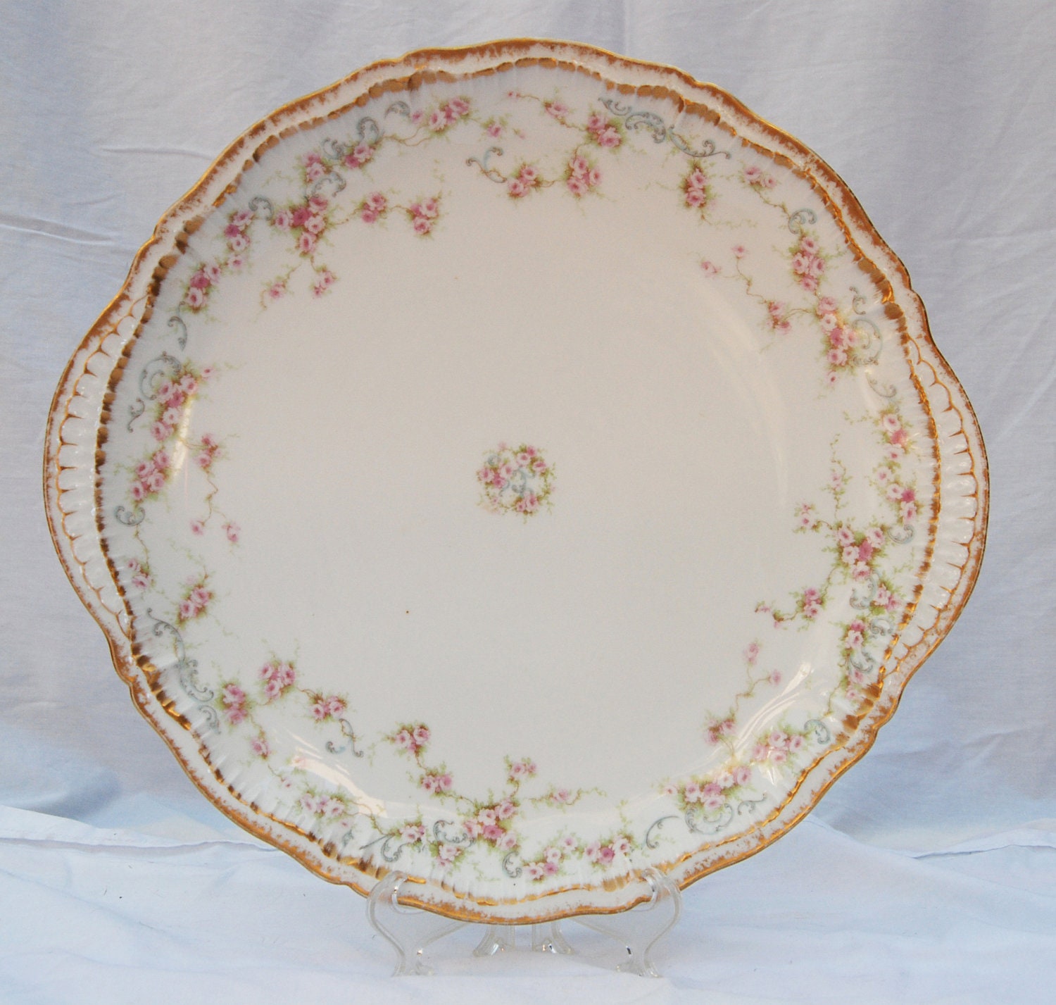 Theodore Haviland Limoges France China Platter Tray Pink Roses