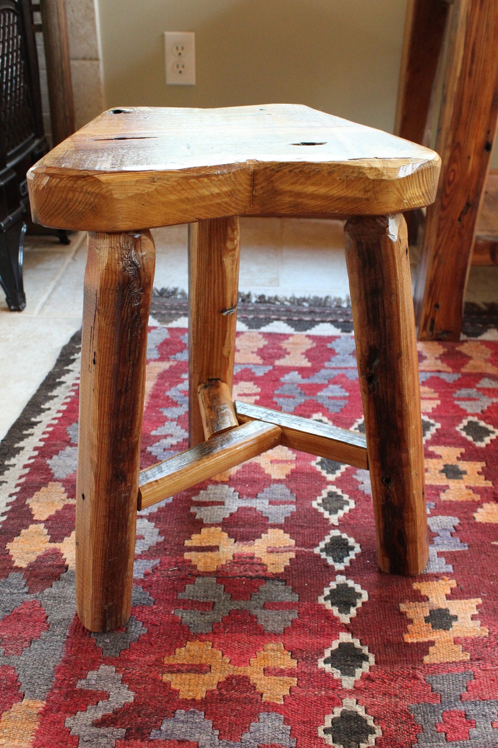 Rustic Stool Reclaimed Barnwood