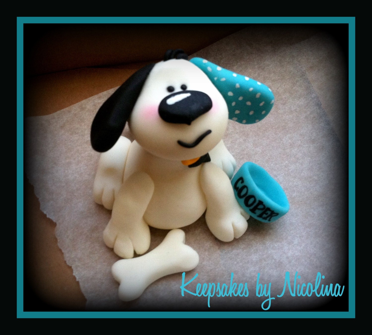 Blue Playful Puppy Cake Topper - KeepsakesByNicolina