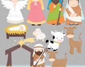 Christmas Nativity Cute Christmas Digital Clipart for Invitations, Card Design, Web Design and Scrapbooking. Il_170x135