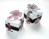 Chocolate favor box, bow, black, white, rose, cube, DIY printable, give-away, candy box, packaging, 2.pdf, digital files, gift box templates