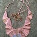 Dusty Rose Freeform Beaded Macrame Necklace with Lavender Druzy Cabochon