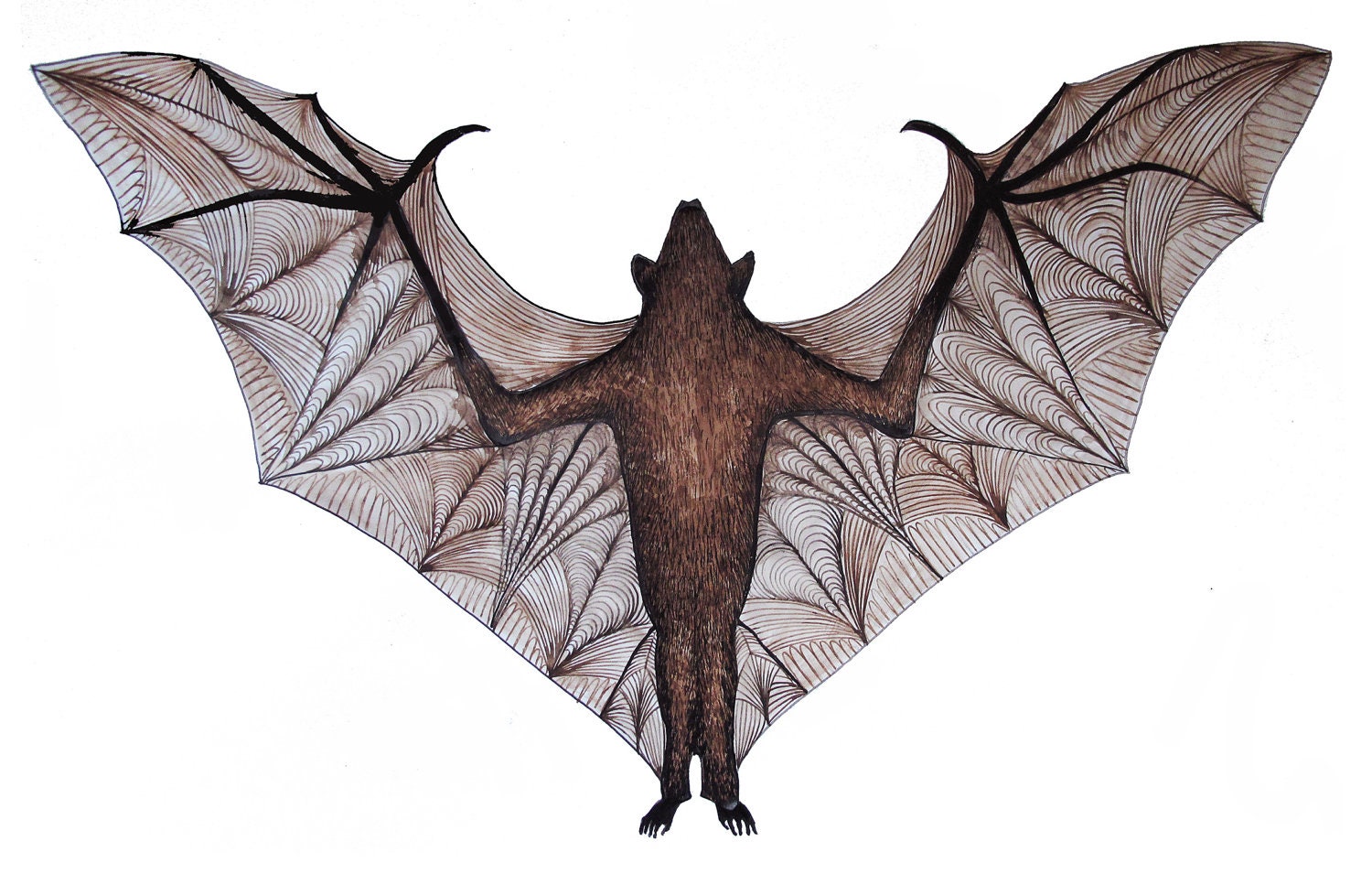 Vampire Bat Giclee Limited Edition Print of Pen and Ink Drawing A3